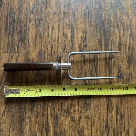 Vintage Meat Carving Fork Bakelite Handle Stainless Steel 10" Prongs Serving MCM - Picture 8 of 8